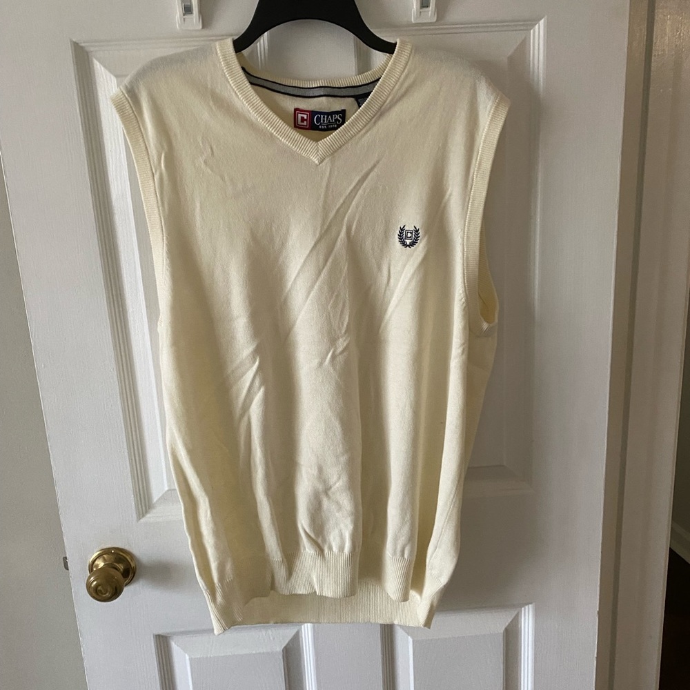 Cream large chaps sweater vest. Either never worn or worn maybe 1x
